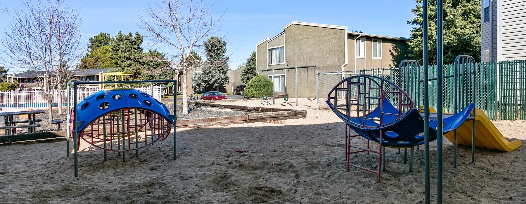 a playground with a slide